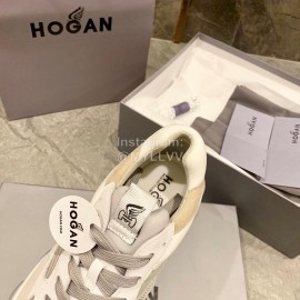 Hogan Fashion Winter Autumn Color Matching Thick Soled Sneakers For Women Beige