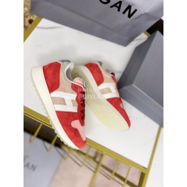 Hogan Fashion Cattle Leather Thick Soled Casual Shoes For Women Orange Red