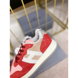 Hogan Fashion Cattle Leather Thick Soled Casual Shoes For Women Orange Red