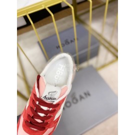 Hogan Fashion Cattle Leather Thick Soled Casual Shoes For Women Orange Red