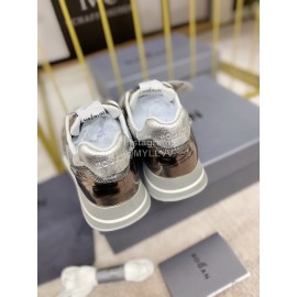 Hogan Fashion Cattle Leather Thick Soled Casual Shoes For Women Silver