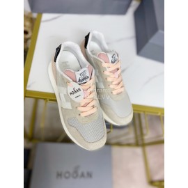 Hogan Fashion Cattle Leather Thick Soled Casual Shoes For Women Pink