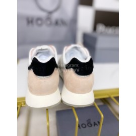 Hogan Fashion Cattle Leather Thick Soled Casual Shoes For Women Pink