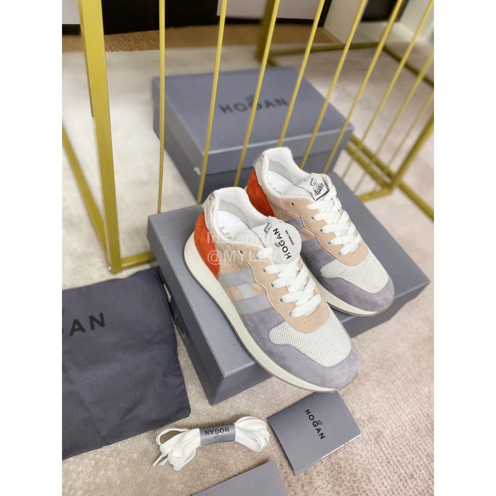 Hogan Fashion Cattle Leather Thick Soled Casual Shoes For Women Gray