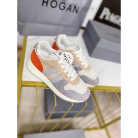 Hogan Fashion Cattle Leather Thick Soled Casual Shoes For Women Gray