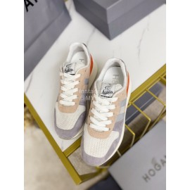 Hogan Fashion Cattle Leather Thick Soled Casual Shoes For Women Gray