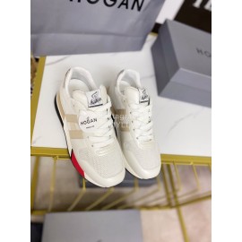 Hogan Fashion Cattle Leather Thick Soled Casual Shoes For Women White