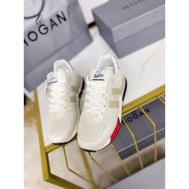 Hogan Fashion Cattle Leather Thick Soled Casual Shoes For Women White