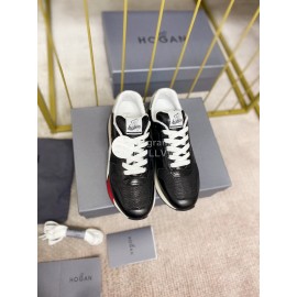 Hogan Fashion Cattle Leather Thick Soled Casual Shoes For Women Black
