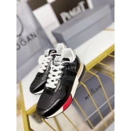 Hogan Fashion Cattle Leather Thick Soled Casual Shoes For Women Black