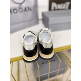 Hogan Fashion Cattle Leather Thick Soled Casual Shoes For Women Black