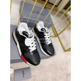 Hogan Fashion Cattle Leather Thick Soled Casual Shoes For Women Black