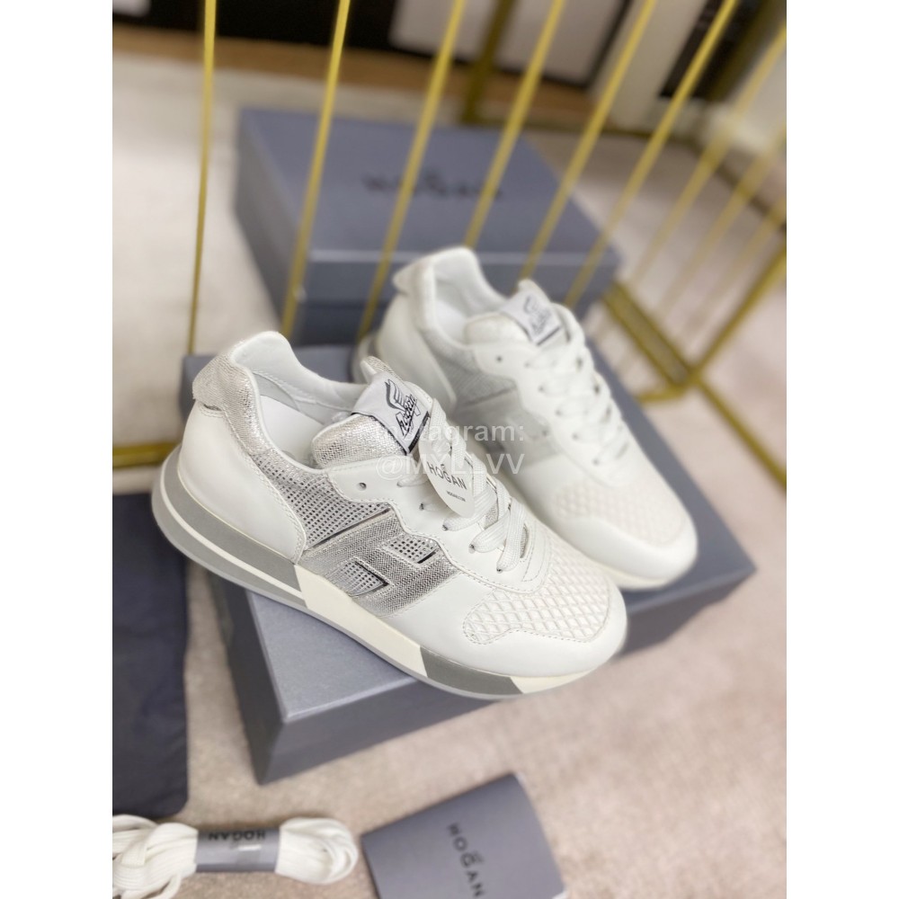 Hogan Fashion Cattle Leather Thick Soled Casual Shoes White For Women 