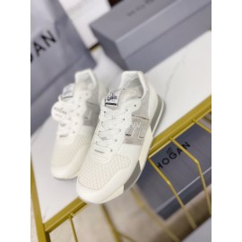 Hogan Fashion Cattle Leather Thick Soled Casual Shoes White For Women 