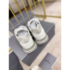 Hogan Fashion Cattle Leather Thick Soled Casual Shoes White For Women 