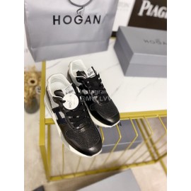 Hogan Fashion Cattle Leather Thick Soled Casual Shoes Black For Women 