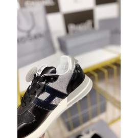 Hogan Fashion Cattle Leather Thick Soled Casual Shoes Black For Women 