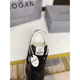 Hogan Fashion Cattle Leather Thick Soled Casual Shoes Black For Women 