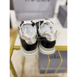 Hogan Fashion Cattle Leather Thick Soled Casual Shoes Black For Women 