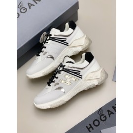 Hogan Fashion White Cattle Leather Thick Soled Casual Shoes For Women 