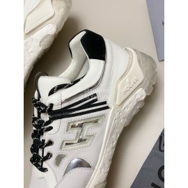 Hogan Fashion White Cattle Leather Thick Soled Casual Shoes For Women 