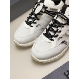 Hogan Fashion White Cattle Leather Thick Soled Casual Shoes For Women 