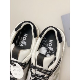 Hogan Fashion White Cattle Leather Thick Soled Casual Shoes For Women 