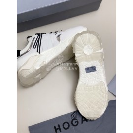 Hogan Fashion White Cattle Leather Thick Soled Casual Shoes For Women 