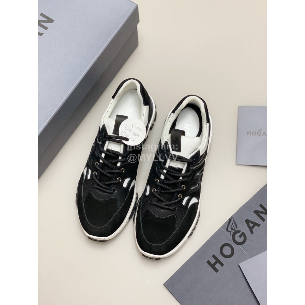 Hogan Fashion Cattle Leather Thick Soled Casual Sneakers For Women Black