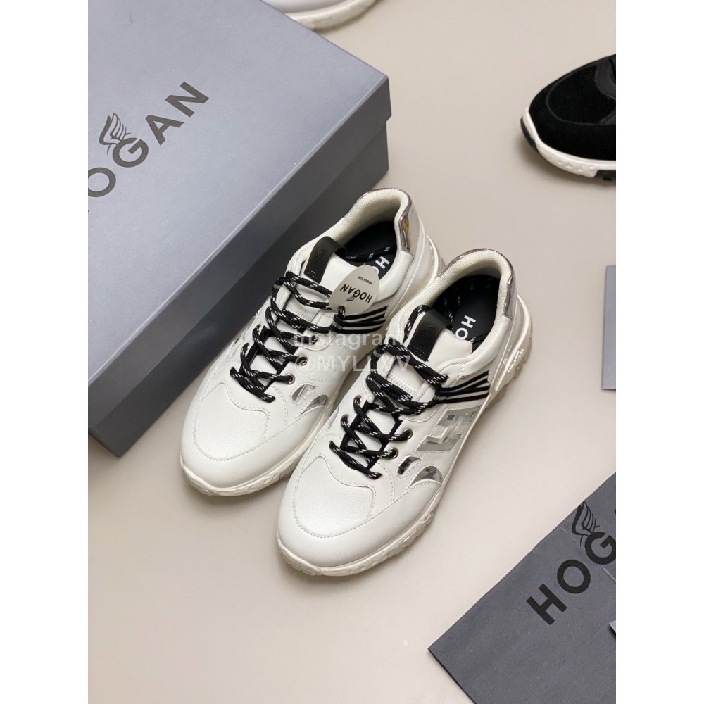Hogan Fashion Cattle Leather Thick Soled Casual Sneakers For Women White