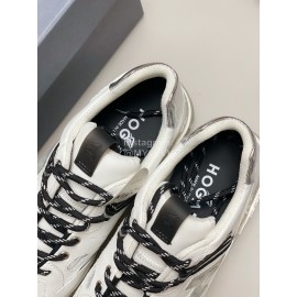 Hogan Fashion Cattle Leather Thick Soled Casual Sneakers For Women White