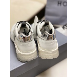 Hogan Fashion Cattle Leather Thick Soled Casual Sneakers For Women White