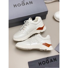Hogan Fashion Cattle Leather Thick Soled Casual Sneakers For Women Brown