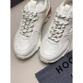 Hogan Fashion Cattle Leather Thick Soled Casual Sneakers For Women Brown