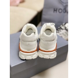 Hogan Fashion Cattle Leather Thick Soled Casual Sneakers For Women Brown