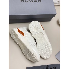 Hogan Fashion Cattle Leather Thick Soled Casual Sneakers For Women Brown