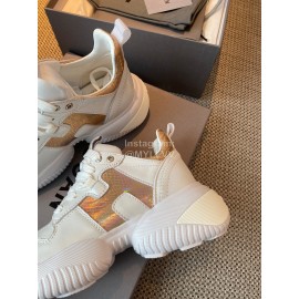 Hogan Fashion Calf Leather Thick Soled Sneakers For Women 