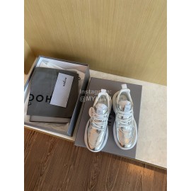 Hogan Fashion Cow Leather Thick Soled Sneakers For Women Silver