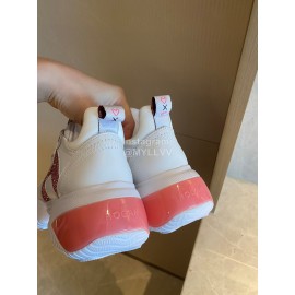 Hogan Fashion Cow Leather Thick Soled Sneakers For Women Pink