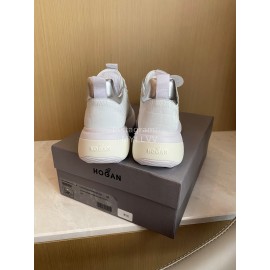 Hogan Fashion Cow Leather Thick Soled Sneakers For Women White