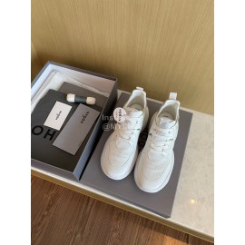 Hogan Fashion Cow Leather Thick Soled Sneakers For Women White