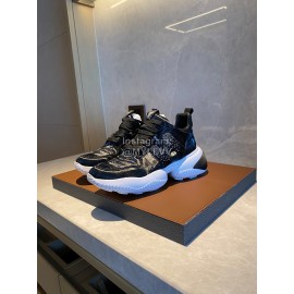 Hogan Fashion Cow Leather Thick Soled Sneakers For Women Black