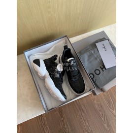 Hogan Fashion Cow Leather Thick Soled Sneakers For Women Black