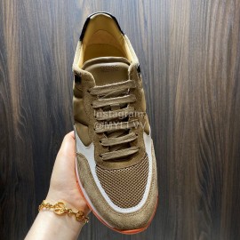 Hugo Boss Soft Leather Lace Up Sneakers For Men Brown