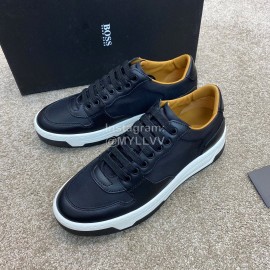 Hugo Boss Leather Lace Up Sneakers For Men Black