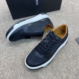 Hugo Boss Leather Lace Up Sneakers For Men Black