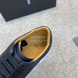 Hugo Boss Leather Lace Up Sneakers For Men Black