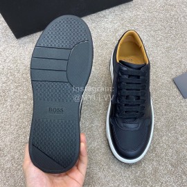 Hugo Boss Leather Lace Up Sneakers For Men Black