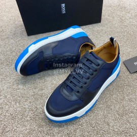 Hugo Boss Leather Lace Up Sneakers For Men Navy