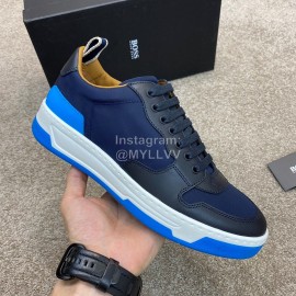 Hugo Boss Leather Lace Up Sneakers For Men Navy
